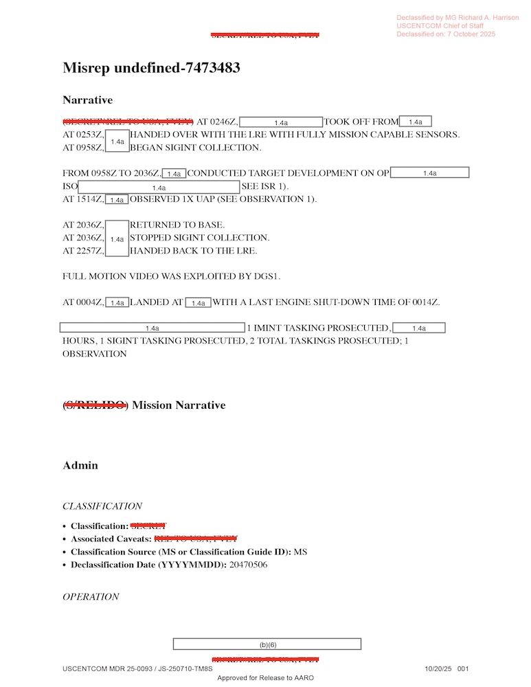 Vignette PDF — DOW-UAP-D10, Mission Report, Middle East, May 2022