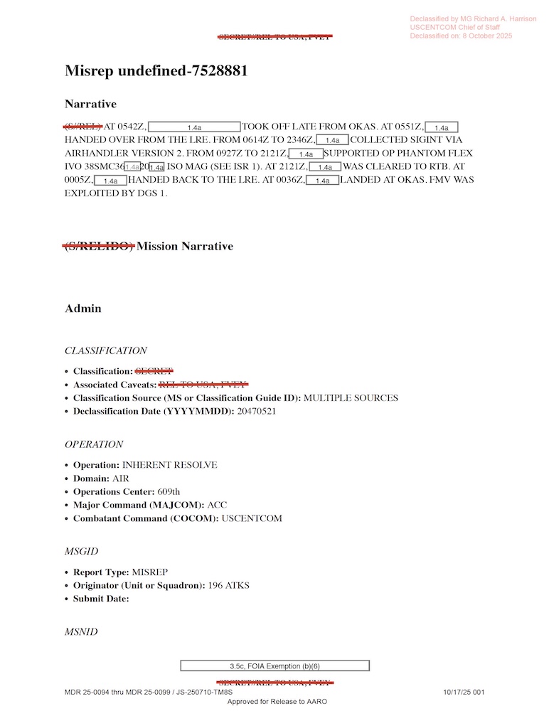 Vignette PDF — DOW-UAP-D12, Mission Report, Iraq, May 2022