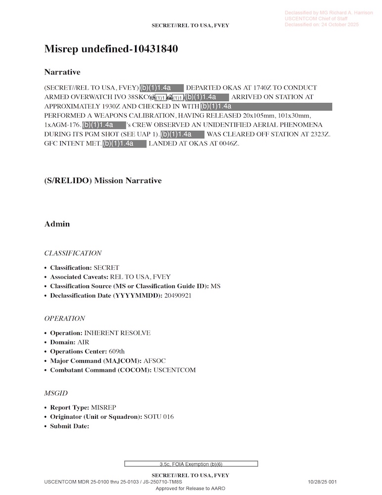 Vignette PDF — DOW-UAP-D28, Mission Report, Iraq, September 2024