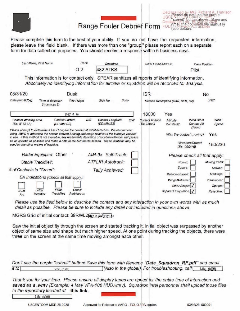 Vignette PDF — DOW-UAP-D42, Range Fouler Debrief, Japan, 2023