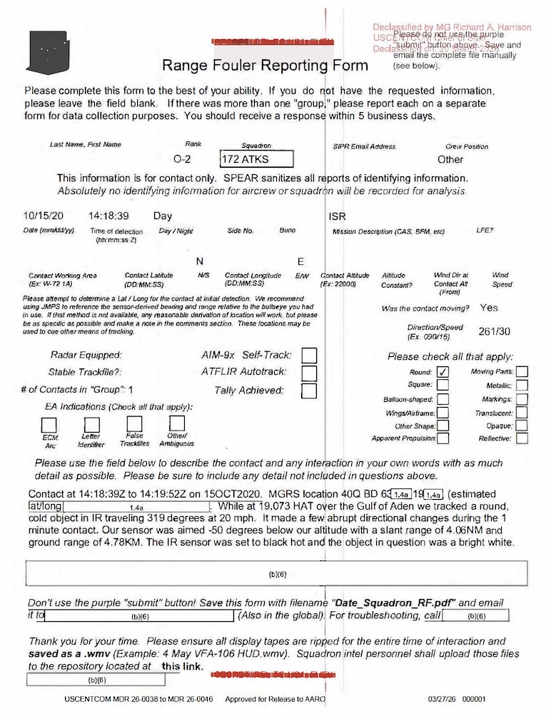 Vignette PDF — DOW-UAP-D44, Range Fouler Reporting Form, Gulf of Aden, October 2020