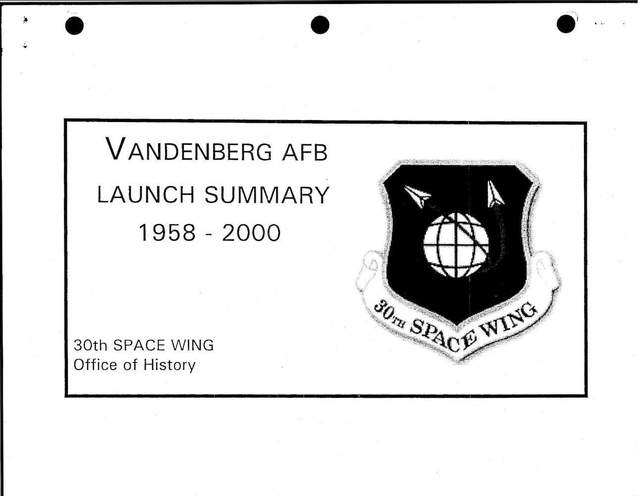 Vignette PDF — DOW-UAP-D49, Launch Summary, Vandenberg AFB, 2000