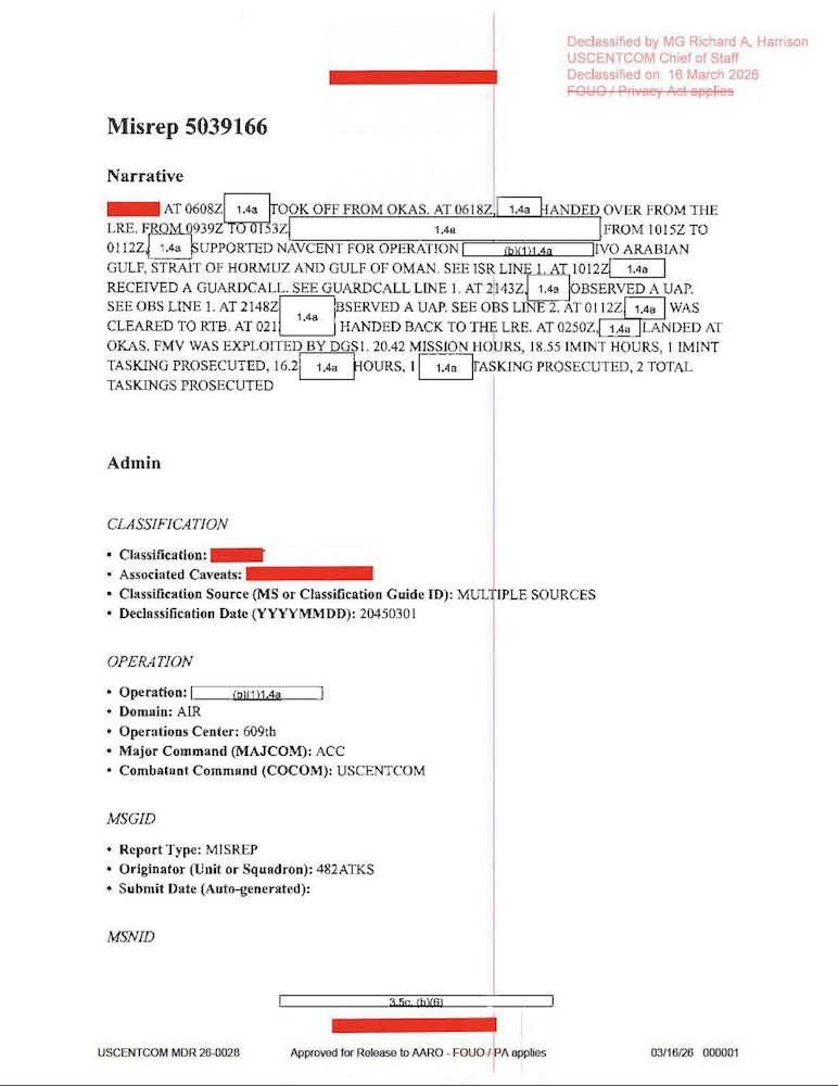 Vignette PDF — DOW-UAP-D64, Mission Report, Iran, November 2020