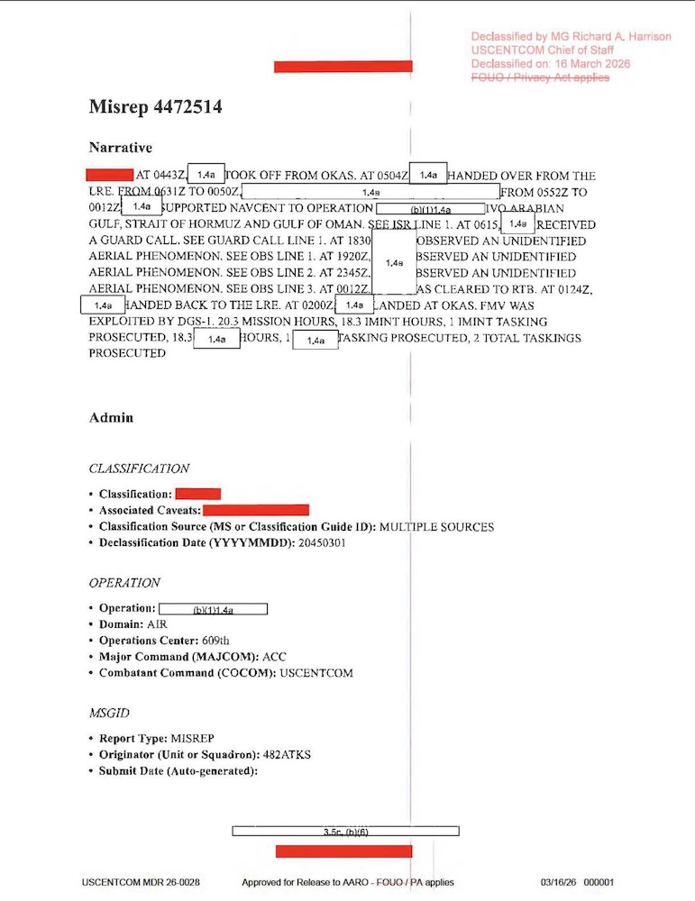 Vignette PDF — DOW-UAP-D65, Mission Report, Arabian Gulf, July 2020