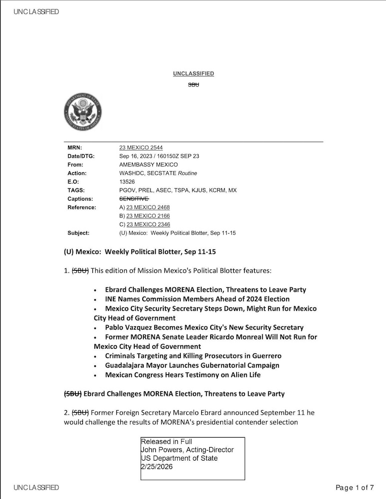 Vignette PDF — State Department UAP Cable 5, Mexico, September 16, 2003