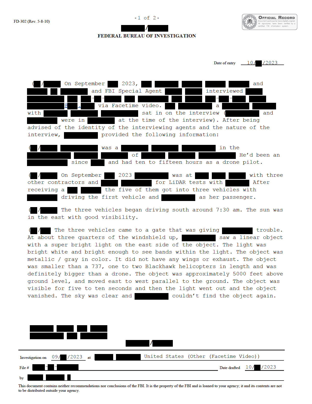 Vignette PDF — FBI September 2023 Sighting - Serial 5